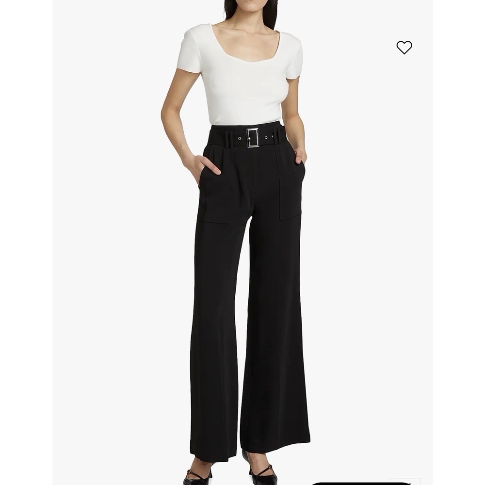 Elie Tahari Womens Size 8 Black Wide Leg Paper Bag Trouser Career Pants Preppy